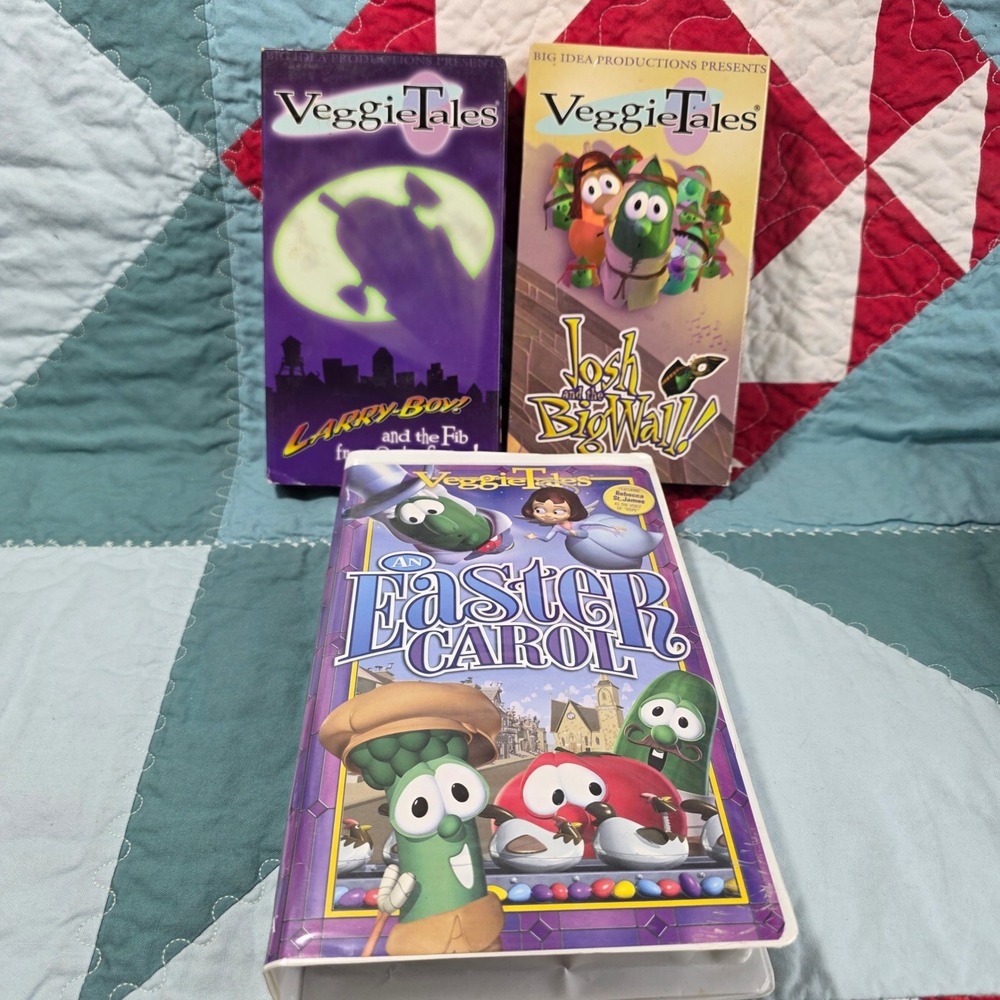 Big Idea VeggieTales VHS Video Tape Lot Kids Larry-Boy Easter Carol Josh